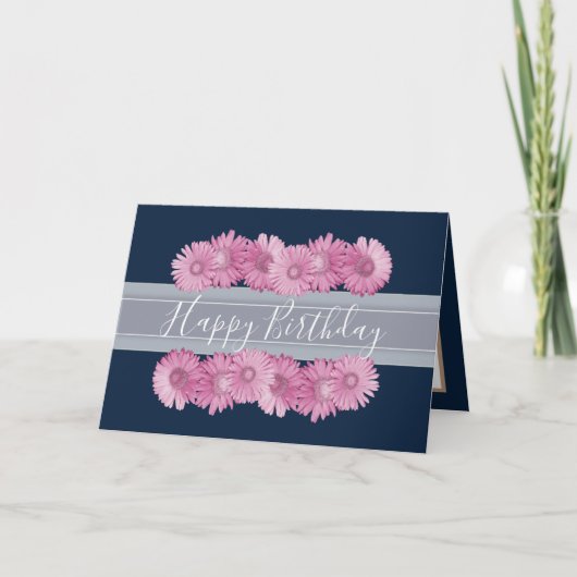 Floral Gerbera Daisies Blume Pink Girl Birthday Karte (Vorderseite)