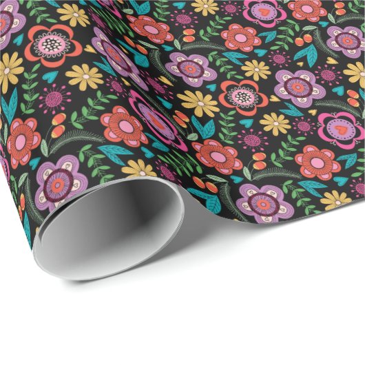 Floral Geschenkwrap Fett Bohemisch Avantgarde Geschenkpapier (Rolleneckpunkt)