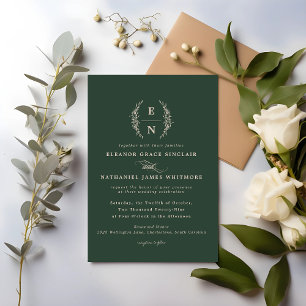 Floral gestapelte Initialen Hochzeitmonographie Einladung