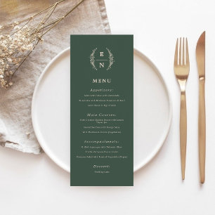Floral gestapelte Initialen Hochzeitmonographie Menükarte