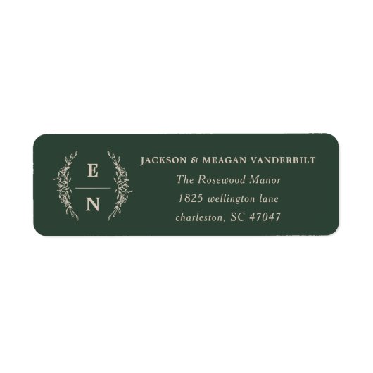 Floral gestapelte Initials Monogramm-Rücksendeadre (Vorne)