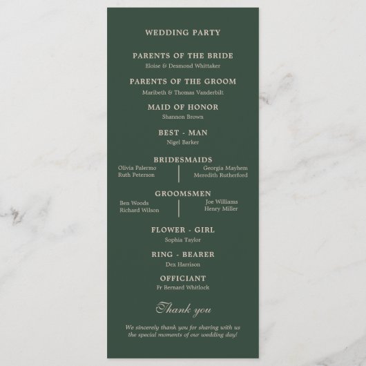 Floral gestapelte Monogramm-Initialen Hochzeit Programm (Rückseite)