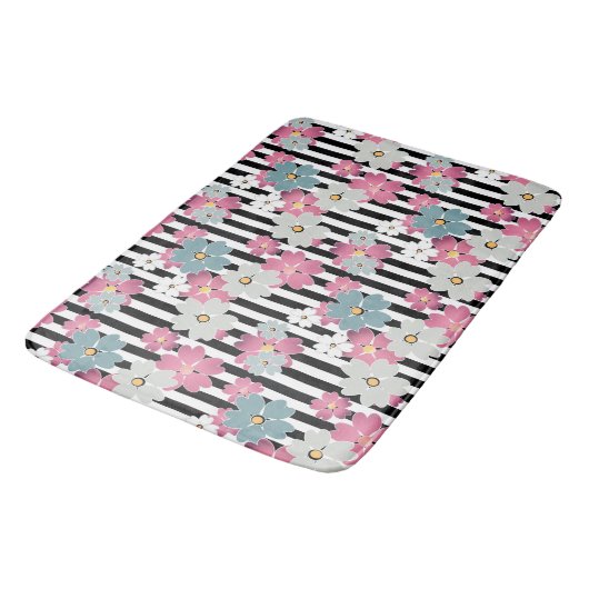 floral, gestreift badematte (Schrägansicht)