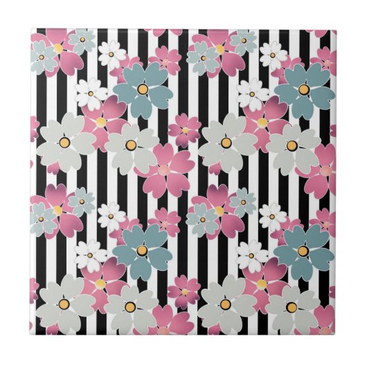 floral, gestreift fliese (Vorderseite)