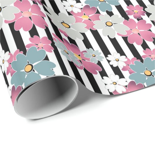 floral, gestreift geschenkpapier (Rolleneckpunkt)