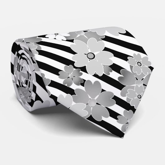 floral, gestreift krawatte (Gerollt)