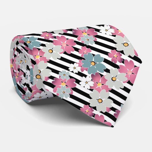 floral, gestreift krawatte (Gerollt)