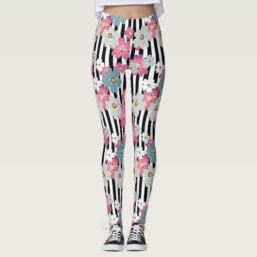 floral, gestreift leggings (Vorderseite)