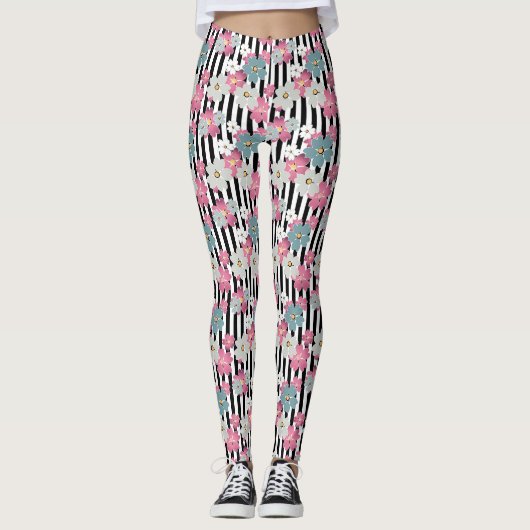 floral, gestreift leggings (Vorderseite)