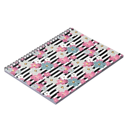 floral, gestreift notizblock (Linke Seite)