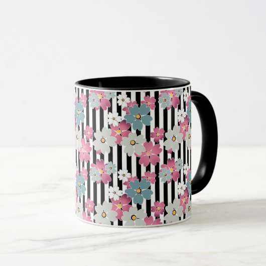 floral, gestreift tasse (VorderseiteRechts)
