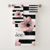 Floral gestreiftes minimalistisches modernes Muste Badhandtuch Set (Insitu)