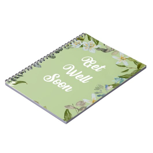 Floral Get Well Soon Greetings Notebook Notizblock (Linke Seite)