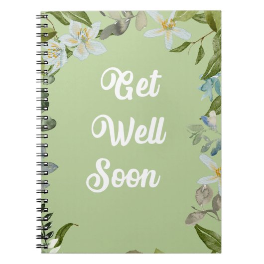 Floral Get Well Soon Greetings Notebook Notizblock (Vorderseite)
