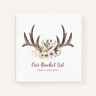 Floral Geweih Unser Bucket List Erinnerungsjournal Notizblock