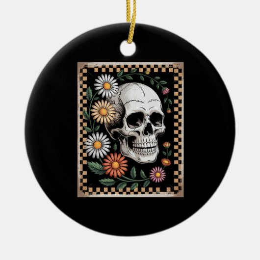 Floral Ghost Fall Boho Halloween 2 Keramik Ornament (Vorne)