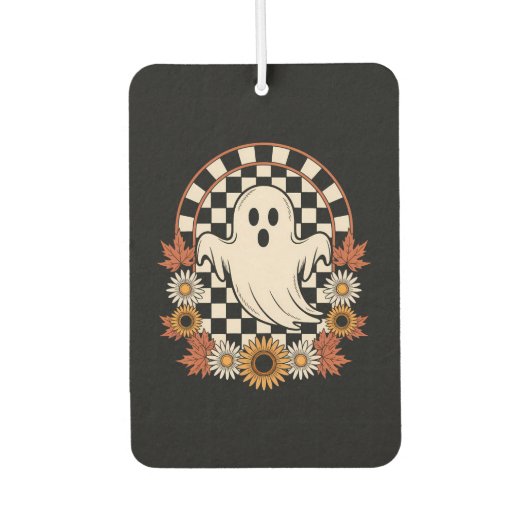 Floral Ghost Fall Boho Halloween Autolufterfrischer (Vorderseite)