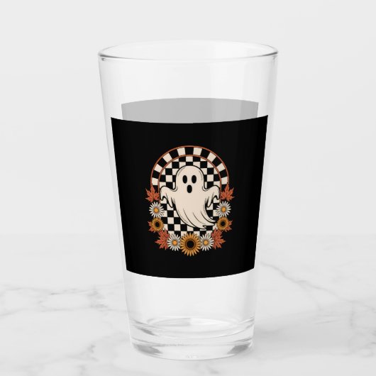 Floral Ghost Fall Boho Halloween Glas (Vorderseite)