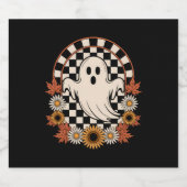 Floral Ghost Fall Boho Halloween Schaumweinetikett (Einzelnes Label)