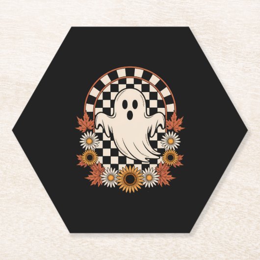 Floral Ghost Fall Boho Halloween Untersetzer (Vorderseite)