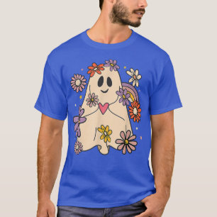 Floral Ghost Groovy Halloween Retro Blume Rainbo T-Shirt