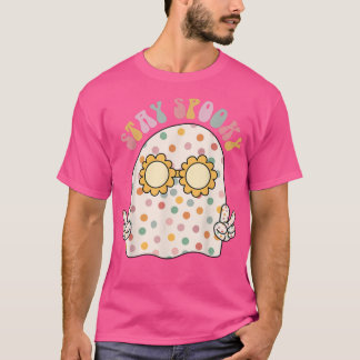 Floral Ghost Halloeen Retro Groovy Bleibe Spooky F T-Shirt