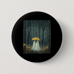 Floral Ghost hält Umbrella Paar Spooky Jahreszeit Button