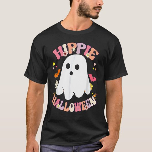 Floral Ghost Hippie Kostüm Halloween Vibes Pumpki T-Shirt (Vorderseite)