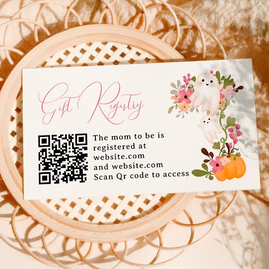 Floral ghost pumpkin registry baby shower begleitkarte
