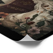 Floral Ghost Reading Buch Halloween Kostüm Gothic Poster (Ecke)