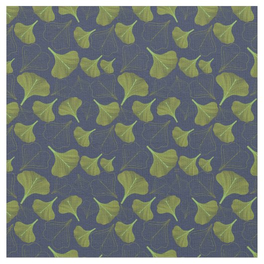 Floral Gingko Leaf blaues Muster Stoff (Nahaufnahme)