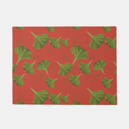 Floral Gingko Leaf Coral Muster Fußmatte (Vorderseite)