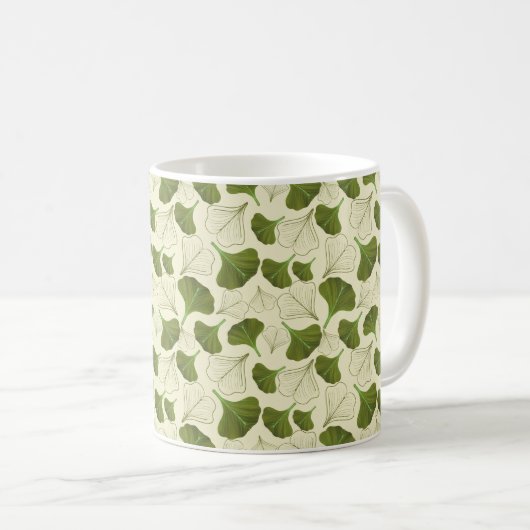 Floral Gingko Leaf Muster Kaffeetasse (VorderseiteRechts)