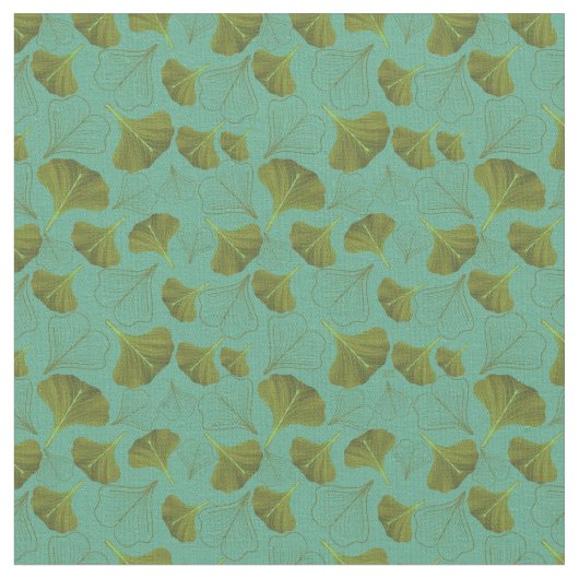 Floral Gingko Leaf Türkismuster Stoff (Nahaufnahme)