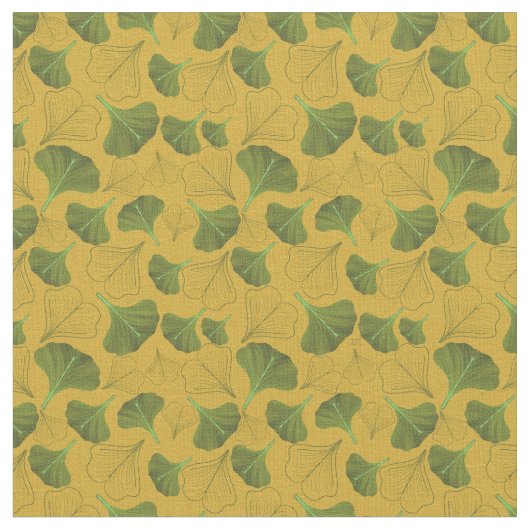 Floral Ginkgo Leaf Gelbes Muster Stoff (Nahaufnahme)