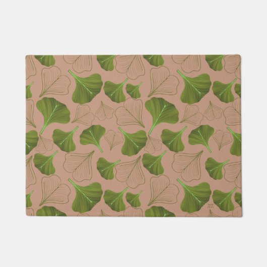 Floral Ginkgo Leaf Pastell Pattern Fußmatte (Vorderseite)
