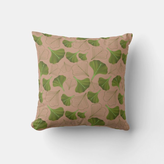 Floral Ginkgo Leaf Pastell Pattern Kissen (Vorderseite)