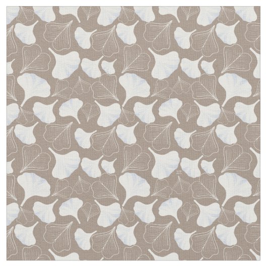Floral Ginkgo Leaf Taupe Gemustert Stoff (Nahaufnahme)