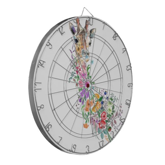 Floral Giraffe Dart Board Dartscheibe (Vorderseite Links)