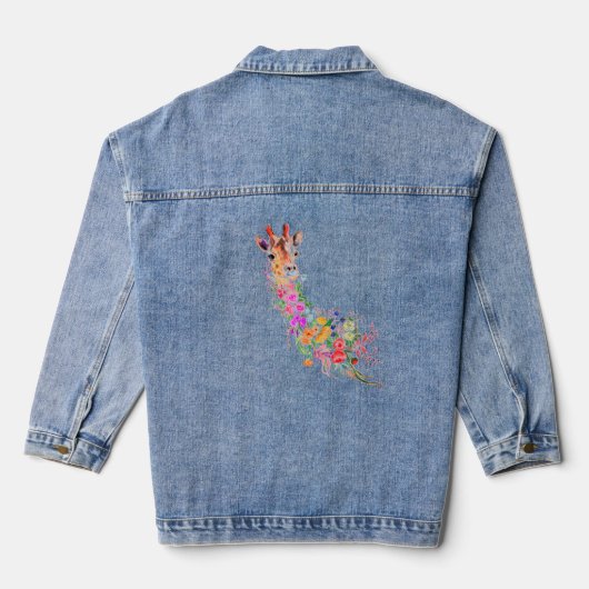Floral Giraffe Denim Jacket Jeansjacke (Rückseite)