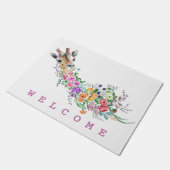 Floral Giraffe Doormat Fußmatte (Schrägansicht)