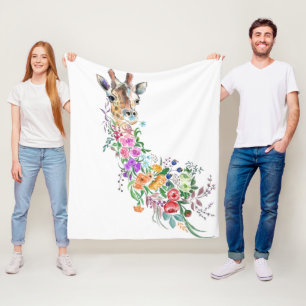 Floral Giraffe Fleece Blanket