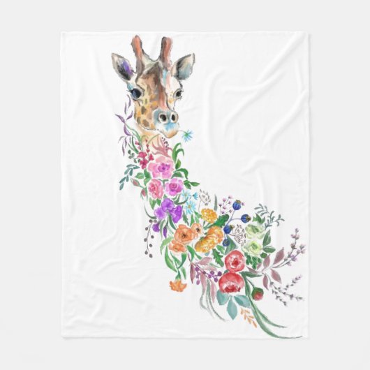 Floral Giraffe Fleece Blanket (Vorderseite)