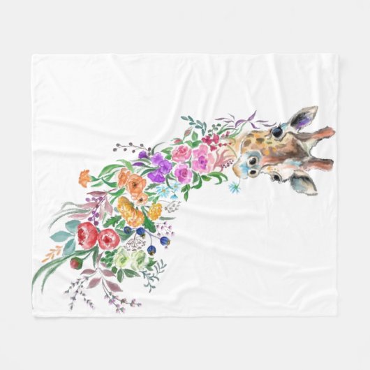 Floral Giraffe Fleece Blanket (Vorderseite (Horizontal))
