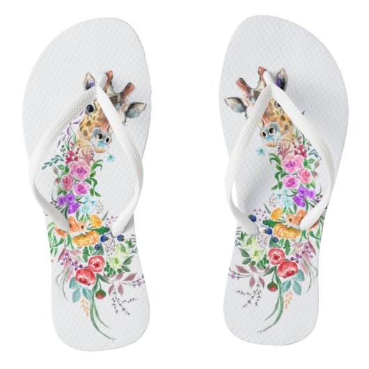 Floral Giraffe Flip Flops Badesandalen (Fußbett)