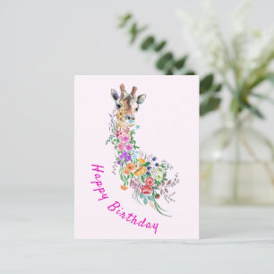 Floral Giraffe Geburtstagskarte Postkarte