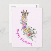 Floral Giraffe Geburtstagskarte Postkarte (Vorne/Hinten)