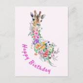 Floral Giraffe Geburtstagskarte Postkarte (Vorderseite)