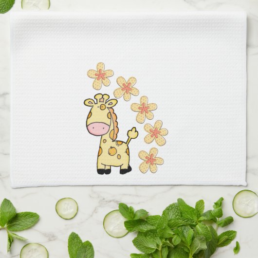 Floral Giraffe Küche Handtuch (Gefaltet)