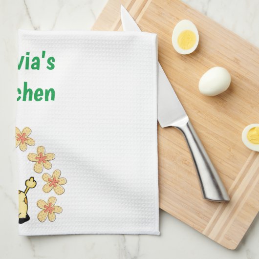 Floral Giraffe Küche Handtuch (Viertel Falte)